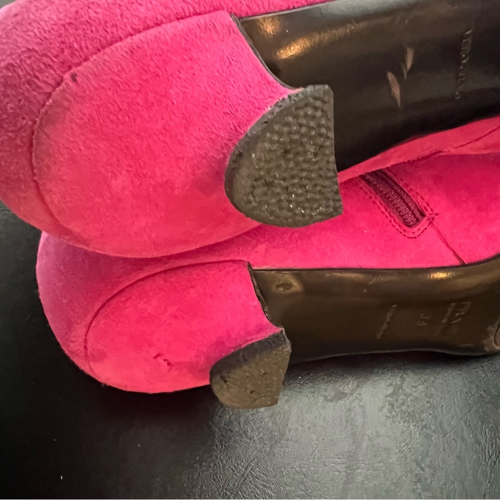 Prada Suede Pink pointed square toe kitten heel bootie SZ 38/ 8 - Picture 9 of 10